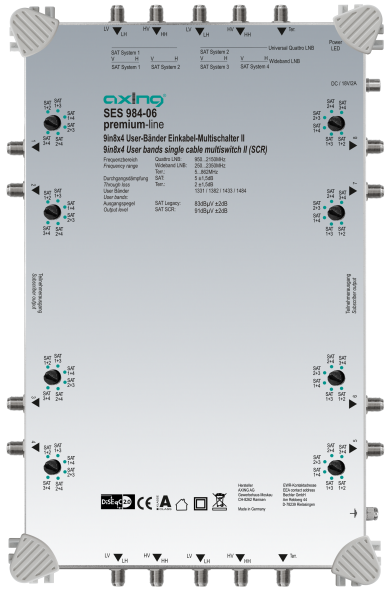 AXING SES 984-06 Einkabel-Multischalter II | 9 in 8 × 4 | premium-line