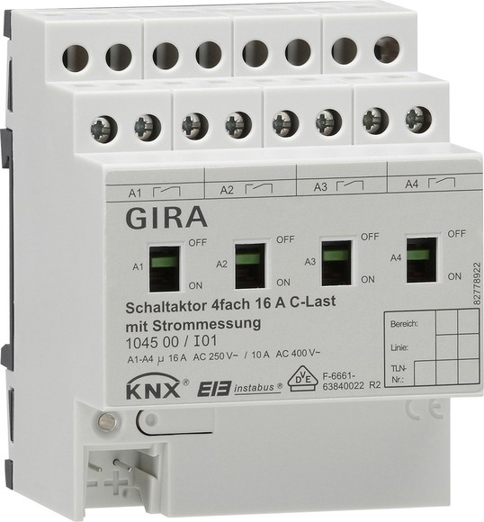 Gira 104500 KNX EIB Schaltaktor 4fach 16A C-Last