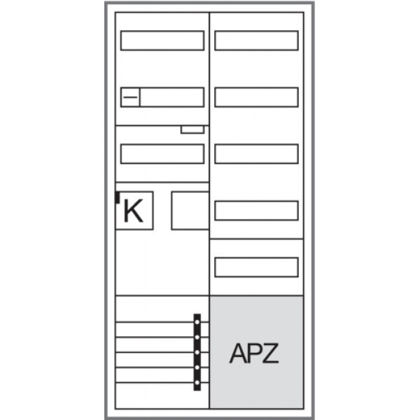 Hager ZB32SEH15LS Komplettschrank universZ 1ZP BKE-I OKK APZ VT5 1100mm 2-feldig ESA