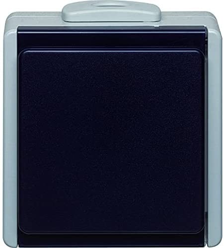1-fache Feuchtraum Aufputzsteckdose, IP54,mit Klappdeckel, Blau