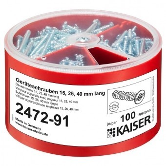 Kaiser 2472-91 Unterputz Schrauben-Box je 100 Schrauben Länge 15/25/40mm