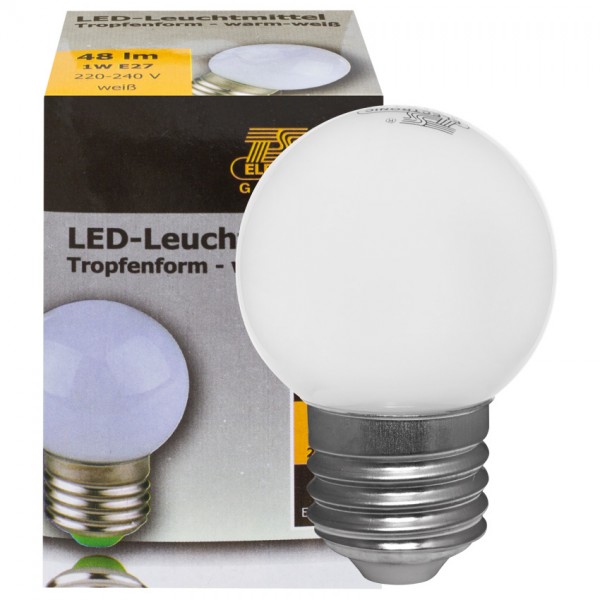 LED-Tropfenlampe, E27/240V/1W, Lebensdauer 30.000 Stunden
