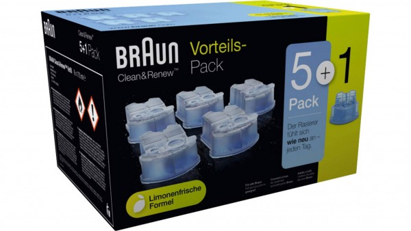 Braun CCR 5+1 Clean & Renew 6 Stück für Braun Serie 3 bis 9  Reinigungskartuschen, Aktionen